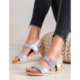 SHELOVET Comfortable Silver Sandals grey 1