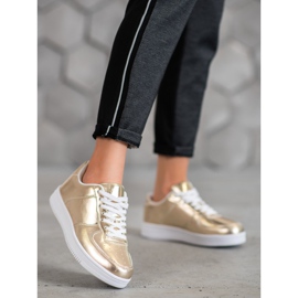 SHELOVET Golden Sneakers With Eco Leather 1