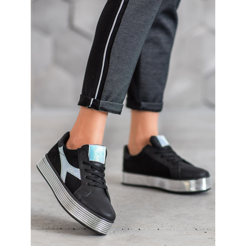 Ideal Shoes Sneakers With Holo Effect black yellow 2