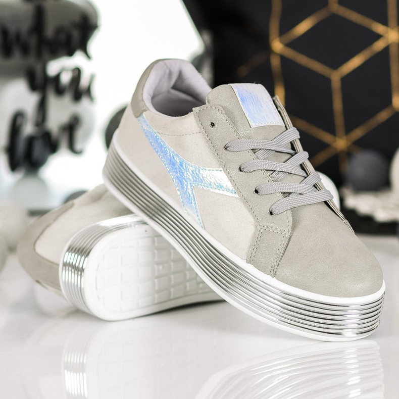 Ideal Shoes Sneakers With Holo Effect grey 1