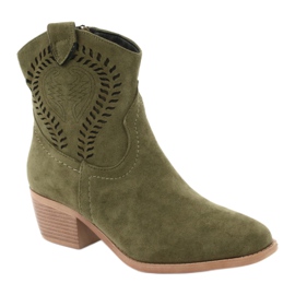 M.Daszyński Casual Women's cowboy boots Daszyński 1921, suede green 1