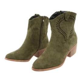 M.Daszyński Casual Women's cowboy boots Daszyński 1921, suede green 3