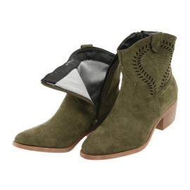 M.Daszyński Casual Women's cowboy boots Daszyński 1921, suede green 5
