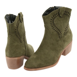M.Daszyński Casual Women's cowboy boots Daszyński 1921, suede green 4