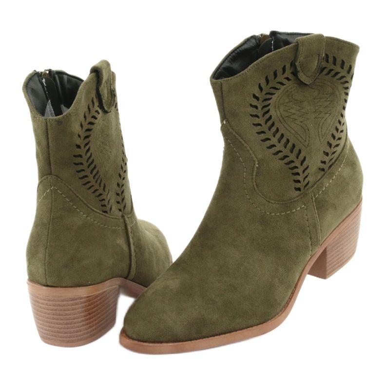 M.Daszyński Casual Women's cowboy boots Daszyński 1921, suede green 4