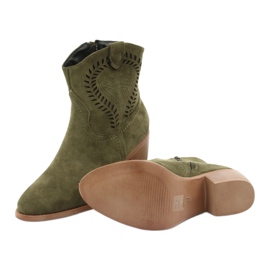 M.Daszyński Casual Women's cowboy boots Daszyński 1921, suede green 6