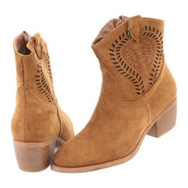 M.Daszyński Casual Women's cowboy boots Daszyński 1921, suede brown 4