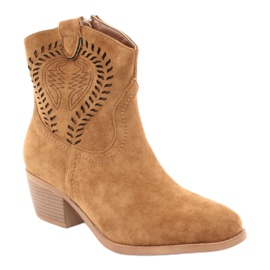 M.Daszyński Casual Women's cowboy boots Daszyński 1921, suede brown 1