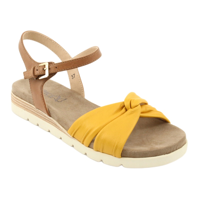 Caprice leather sandals beige / lemon brown yellow 1