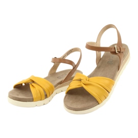 Caprice leather sandals beige / lemon brown yellow 3