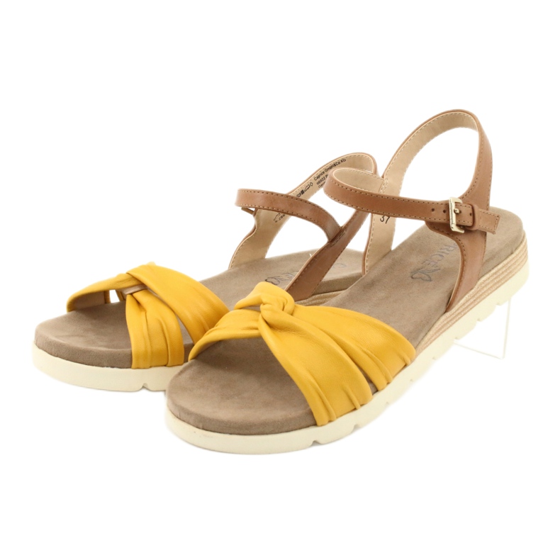 Caprice leather sandals beige / lemon brown yellow 5