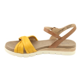 Caprice leather sandals beige / lemon brown yellow 2