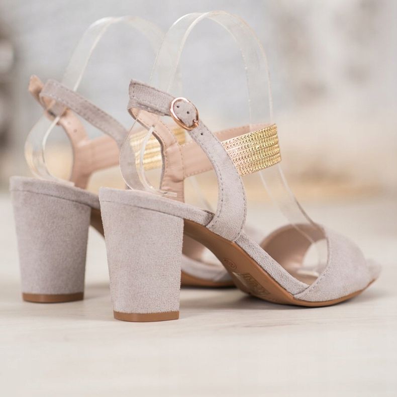 Filippo Sandals With A Gold Belt grey yellow 1