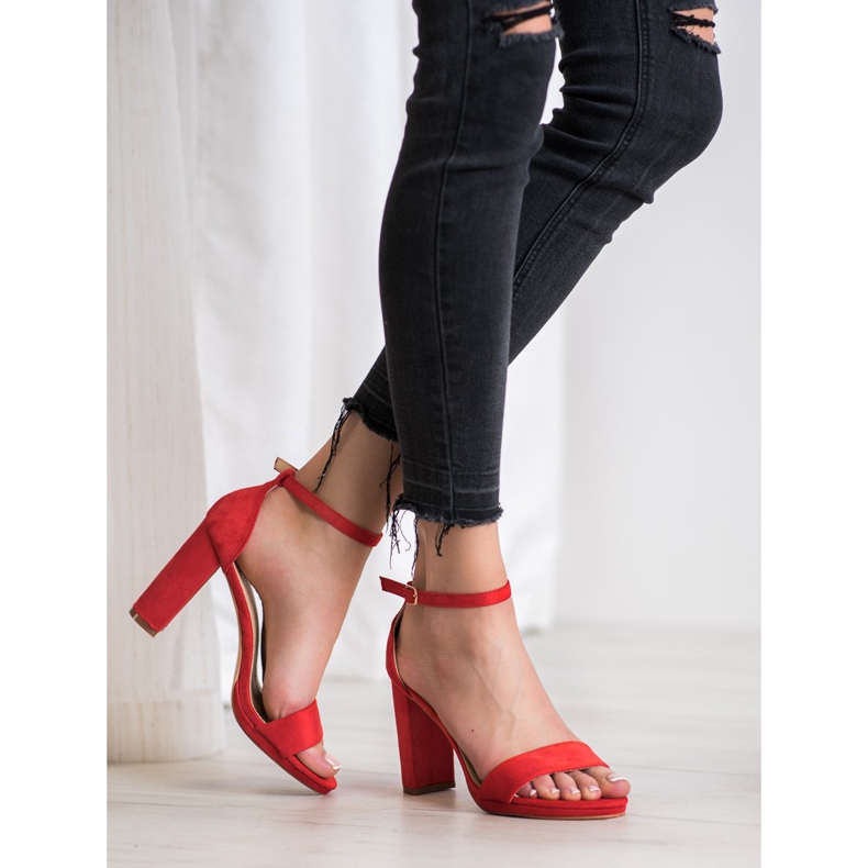 Goodin Suede Sandals On A Bar red 1