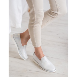 Sergio Leone Silver Slip On Shoes grey 1