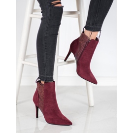 SHELOVET Suede Booties On A High Heel red 1