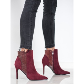 SHELOVET Suede Booties On A High Heel red 2