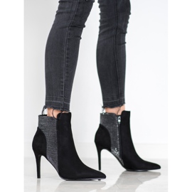 SHELOVET Suede Booties On A High Heel black 1
