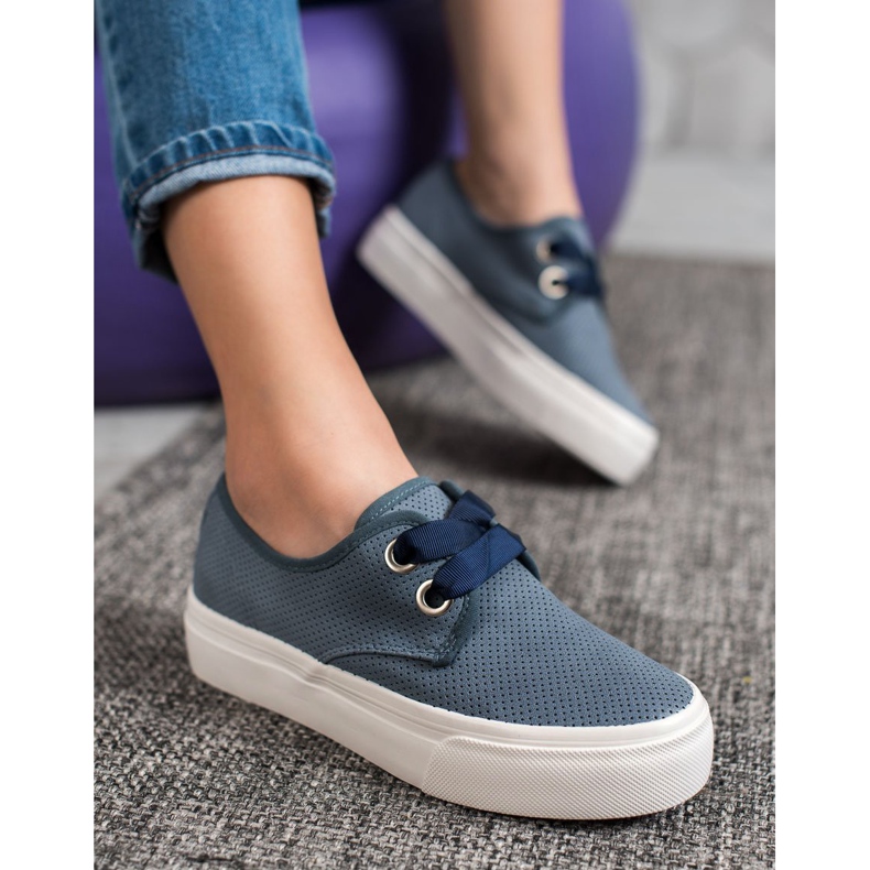 Kylie Sneakers Tied With A Ribbon blue 2 Kylie Sneakers Tied With A Ribbon blue 2