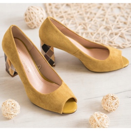 Sergio Leone Pumps With Patterned Heel yellow 2