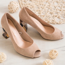 Sergio Leone Pumps With Patterned Heel beige 1