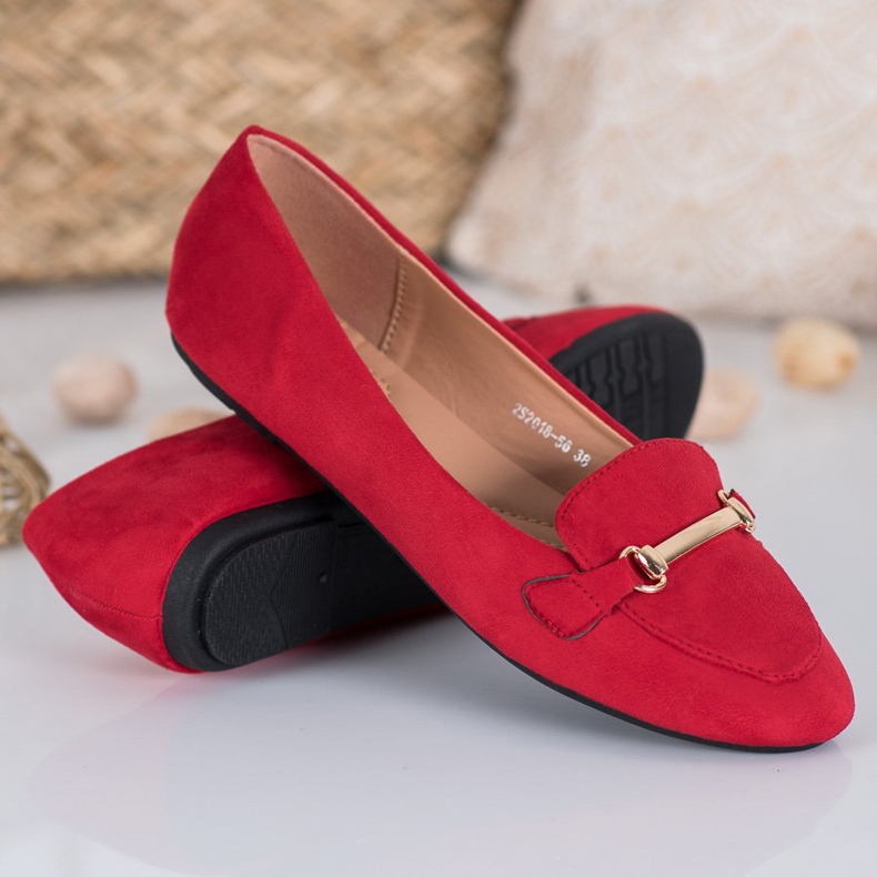 SHELOVET Suede ballerinas red 1
