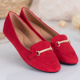 SHELOVET Suede ballerinas red 2