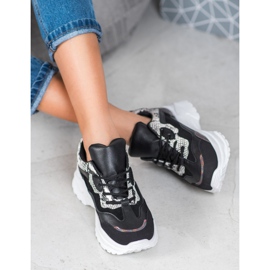 SHELOVET Tied Sneakers With Eco Leather black multicolored 1