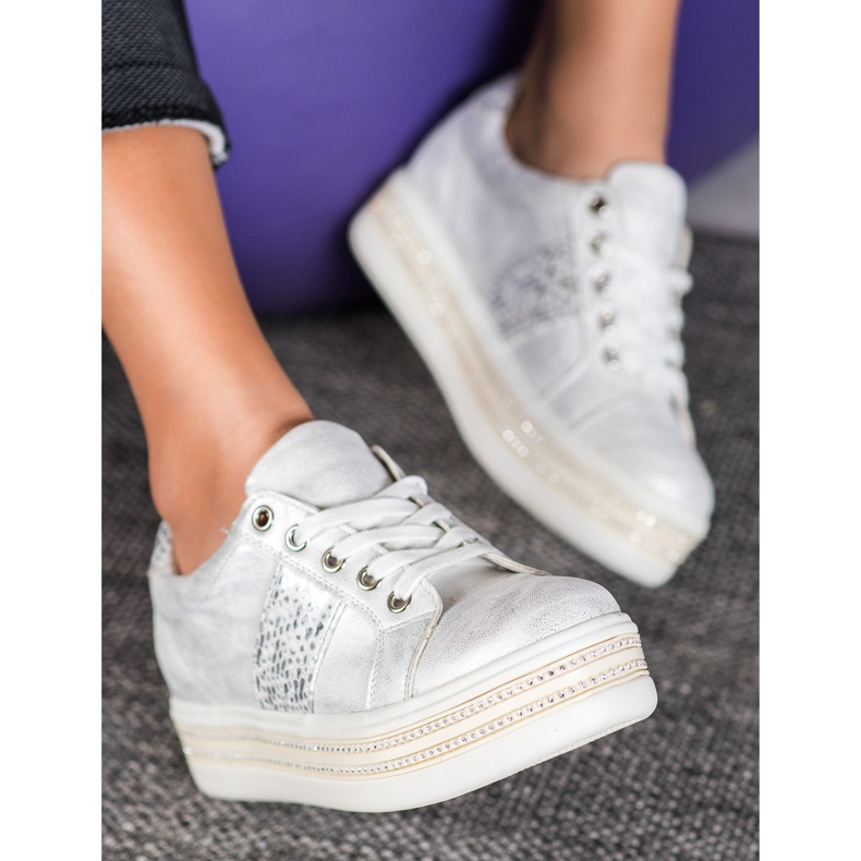 Bestelle Sneakers With Cubic Zirconia white grey 2