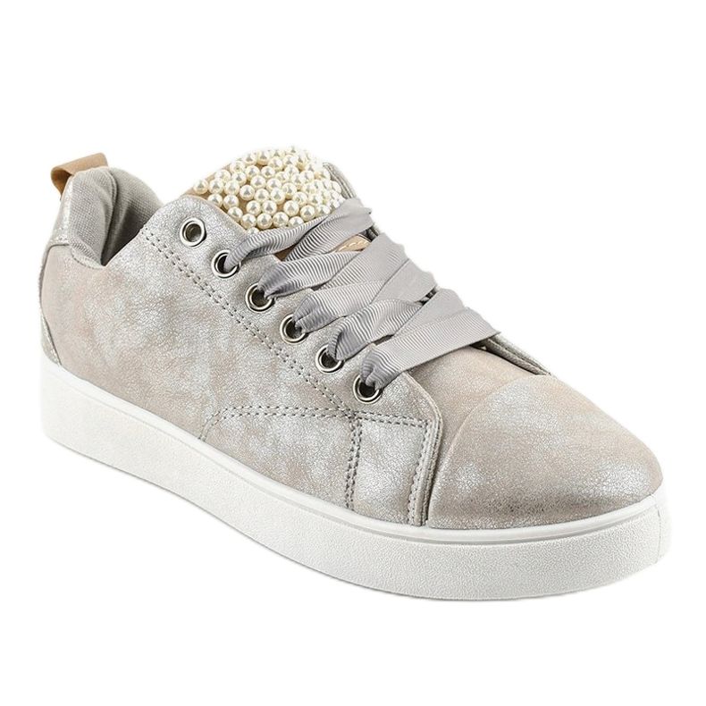 Gray sneakers decorated with 373-Y pearls grey 1