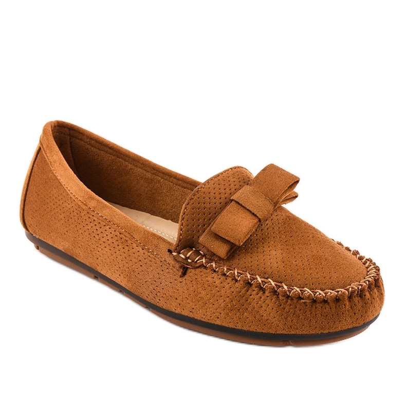 Brown moccasins with a bow 9F150 1