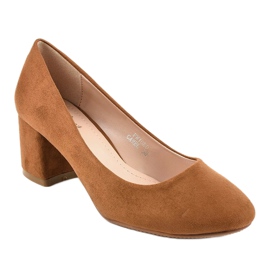 Brown suede pumps on the FM1089 post 1