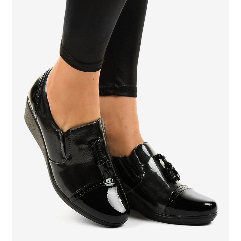 Black wedge shoes 7-9022 grey 2 Black wedge shoes 7-9022 grey 2