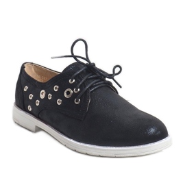 Black openwork shoes with studs MB188-237 1