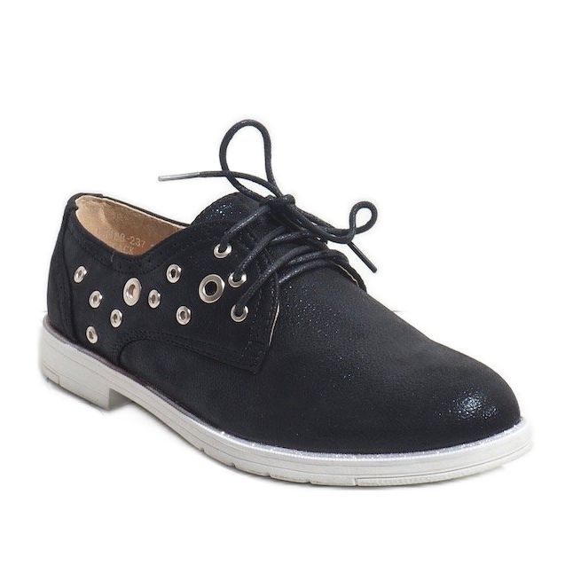 Black openwork shoes with studs MB188-237 1