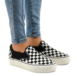 Black slip-on sneakers B5138-B white 1