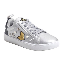 856-Y silver sneakers richly decorated black grey 1