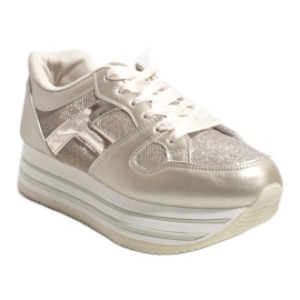 Gold fashionable women's sports shoes 1306 golden 1 Gold fashionable women's sports shoes 1306 golden 1