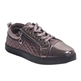 Dark silver fashionable women's sneakers R19-10 grey 1