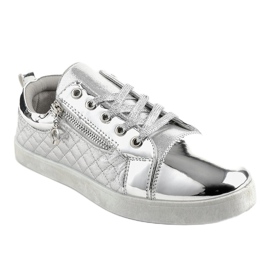 Silver fashionable women's sneakers R19-3 grey 1