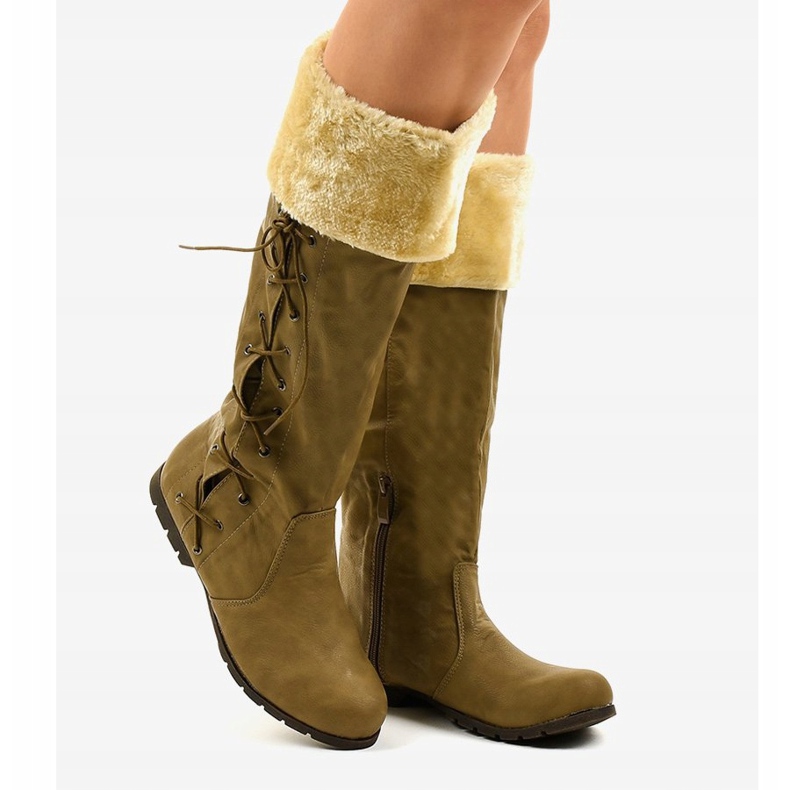 Brown, insulated flat boots AF1151 2