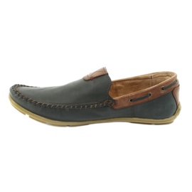 Riko men's leather loafers 781 brown navy blue 3