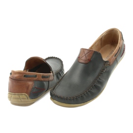 Riko men's leather loafers 781 brown navy blue 5