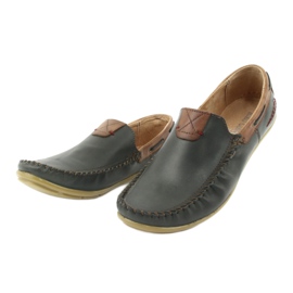 Riko men's leather loafers 781 brown navy blue 4