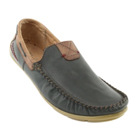 Riko men's leather loafers 781 brown navy blue 2
