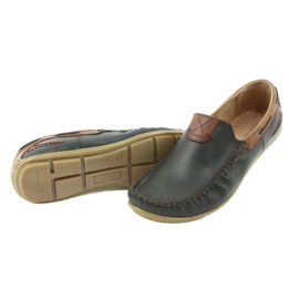 Riko men's leather loafers 781 brown navy blue 6