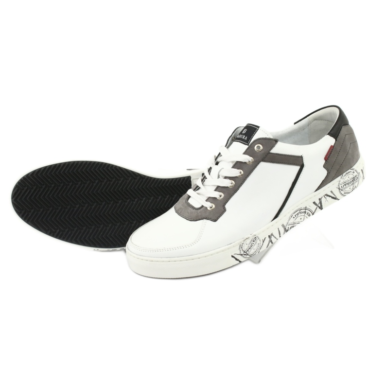 Leather sports shoes Badura 3361 white black grey 1