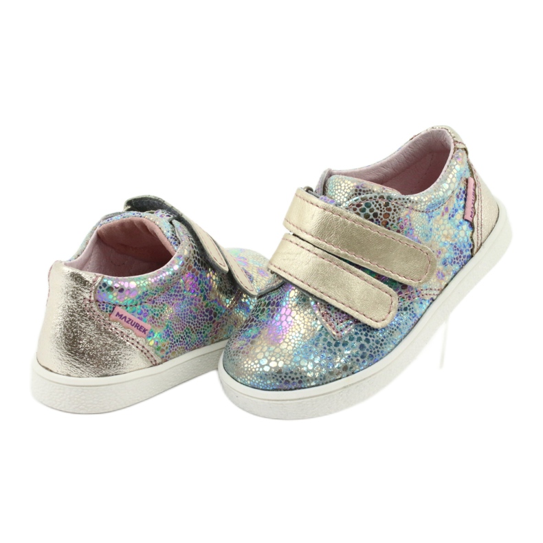 Girls' Holographic leather shoes for Velcro 1327 purple mazurek violet 4