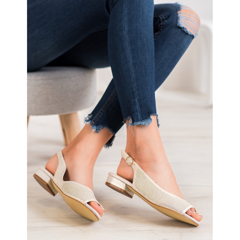 Sergio Leone Openwork Sandals On Low Heels yellow 2