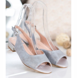 Sergio Leone Openwork Sandals On Low Heels grey 1